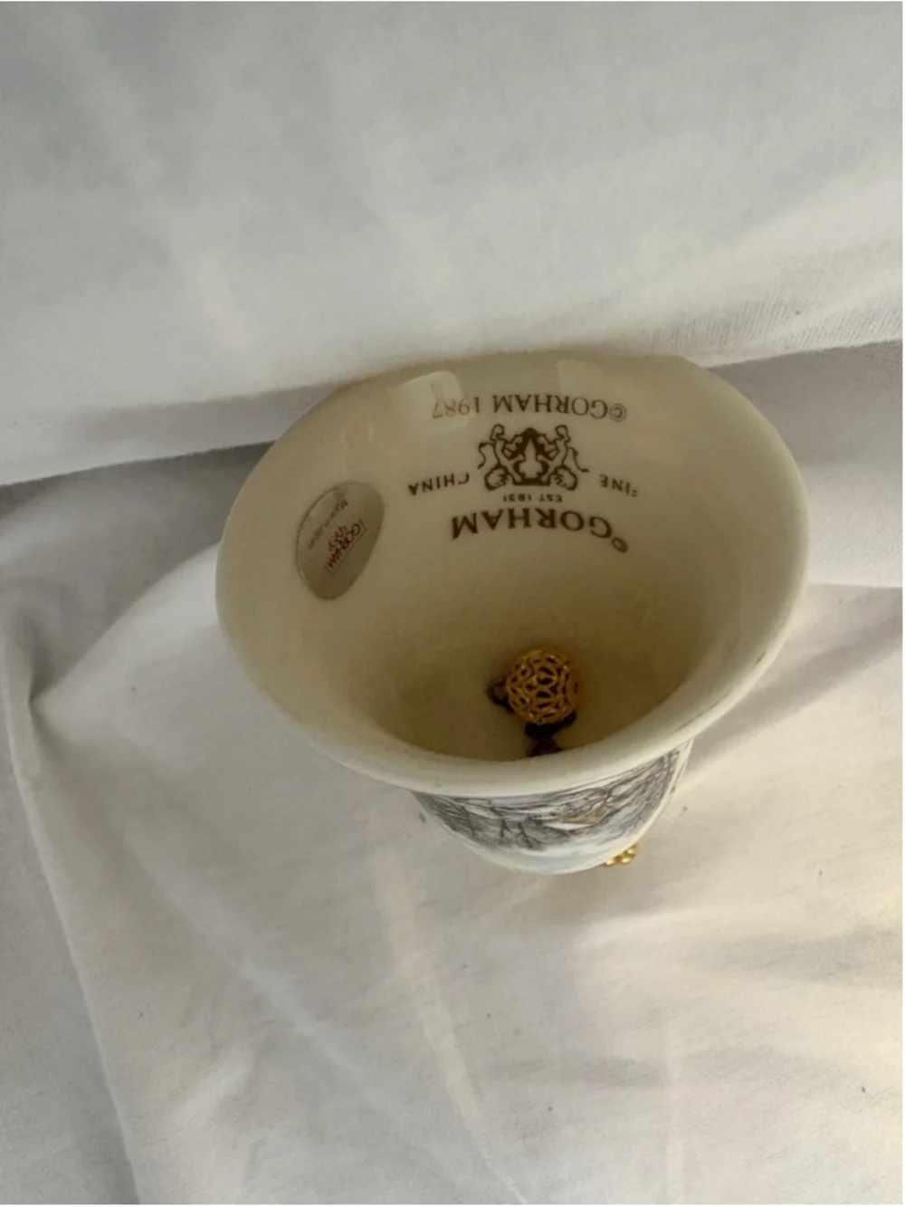 Gotham Noel Christmas Bell Fine China W/gold-tone Handle Vintage. 1051